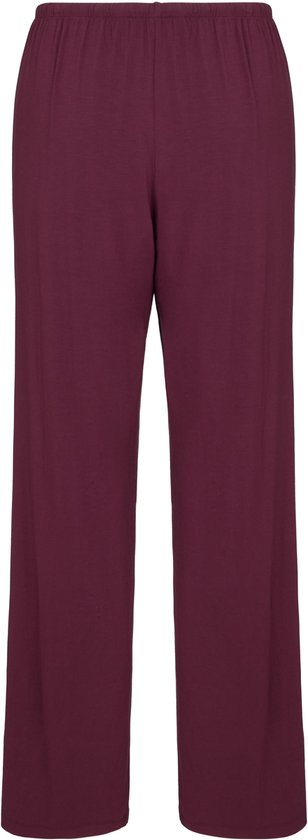 Paarse pyjamabroek met wijde pijpen en trekkoord.