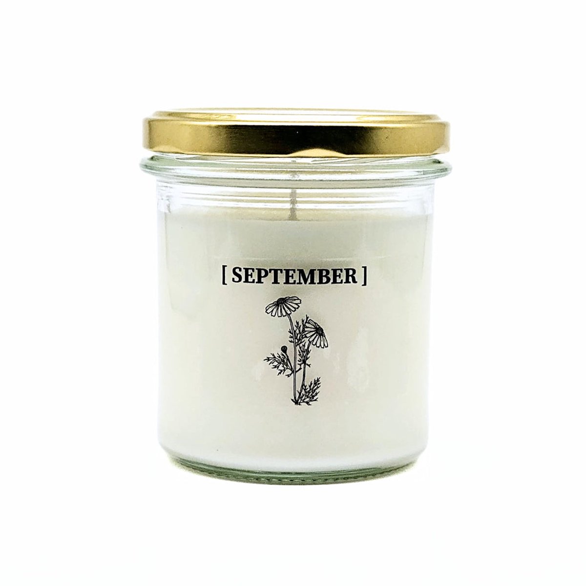 Candlelight-on - geurkaars met geboortebloem en geboortedatum - 4 september - o.b.v. sojawas en etherische oliën