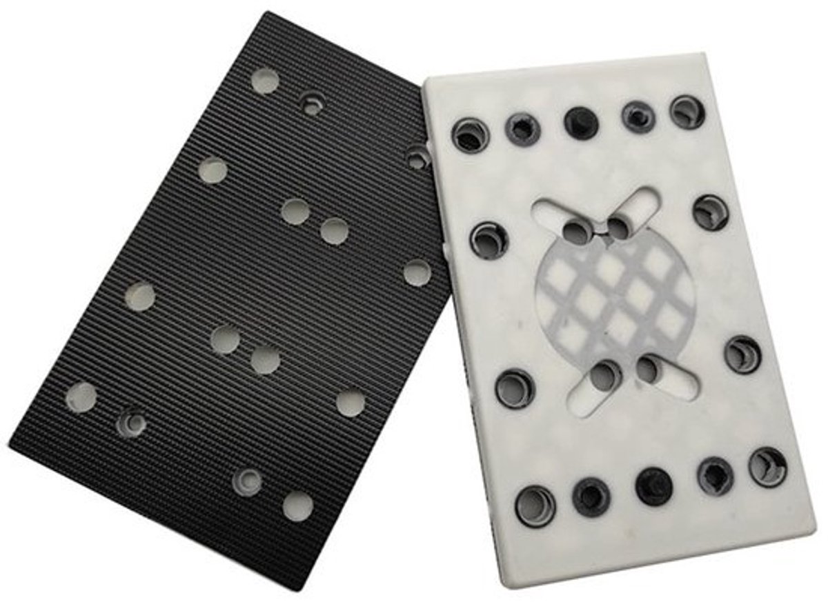 Dailygoody - Schuurpad 130x80mm - Hook & Loop Vervangingspad - Hoge kwaliteit - Wit/Zwart - 12 Gaten