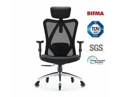 SIHOO M18 Ergonomische Bureaustoel-4-Punts Ondersteuning (Hoofd/Rug/Heup/Handen)-Ademend Mesh Design-Verstelbare Hoofdsteun & Lendensteun-Geschikt voor 1.68m-1.88m-Tot 150kg Draagvermogen-BIFMA Gecertificeerd-Ideaal voor Kantoor/Thuis/Gaming——Zwart