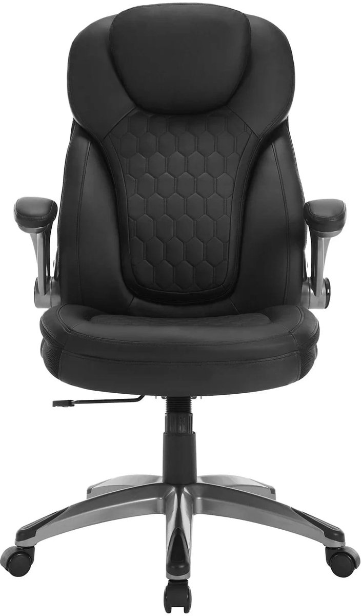 Klarven® Kantoorstoel Zwart - Ergonomisch, Verstelbare Zithoogte 50-59,5 cm, Ademend Mesh, Inklapbare Armleuningen - Draagvermogen 150 kg - B 67,5 x D 73 x H 110,5-120 cm