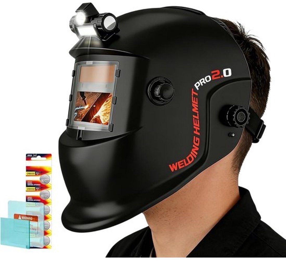 Lasmasker automatisch verduisterend - Laskap helm - Veilig lassen - True Color technologie - 29 x 26 cm - Zwart