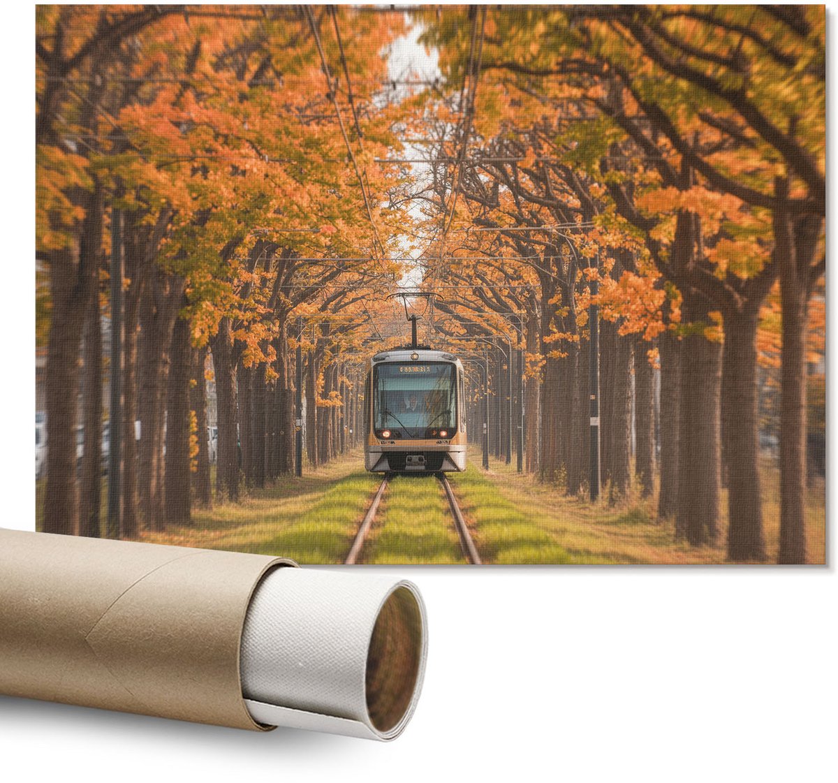 Coloray Polycanvas Poster - Warschau-Architectuur, Illustratie - A1 - Blauw Design - Rechthoek - Muurdecoratie - Woonkamer - Retro