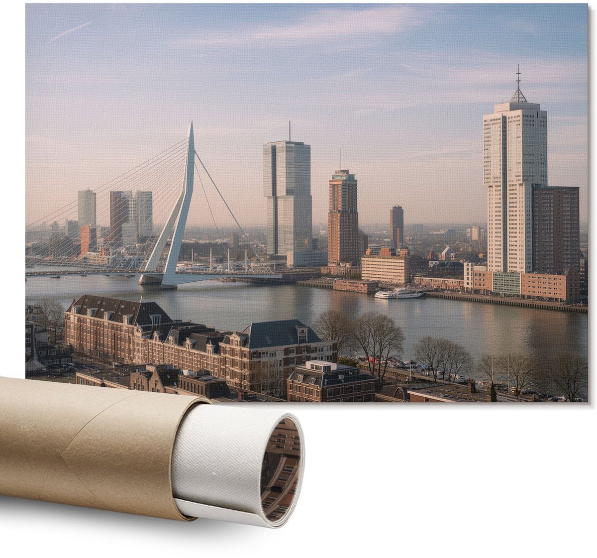 Coloray Polycanvas Wandposter – Moderne Stad, Blauw – A1 – Groen Design – Rechthoek – Decoratieve Wandposter – Woonkamer – Rustiek