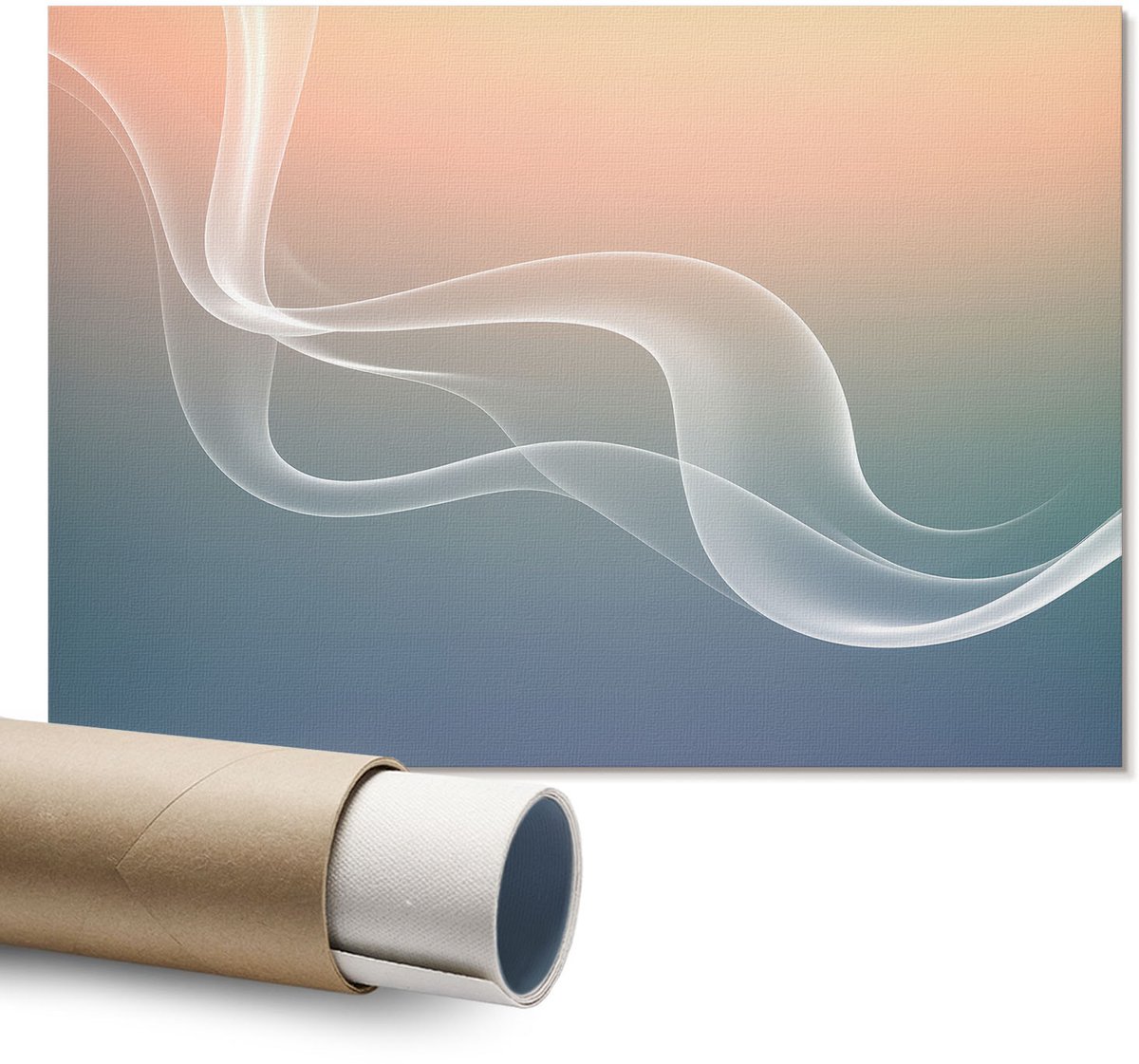 Coloray Polycanvas Wandposter – Pastelkleurige Golven, Crème – A1 – Bruin Decoratie – Rechthoek – Canvas Wandposter – Kantoor – Modern