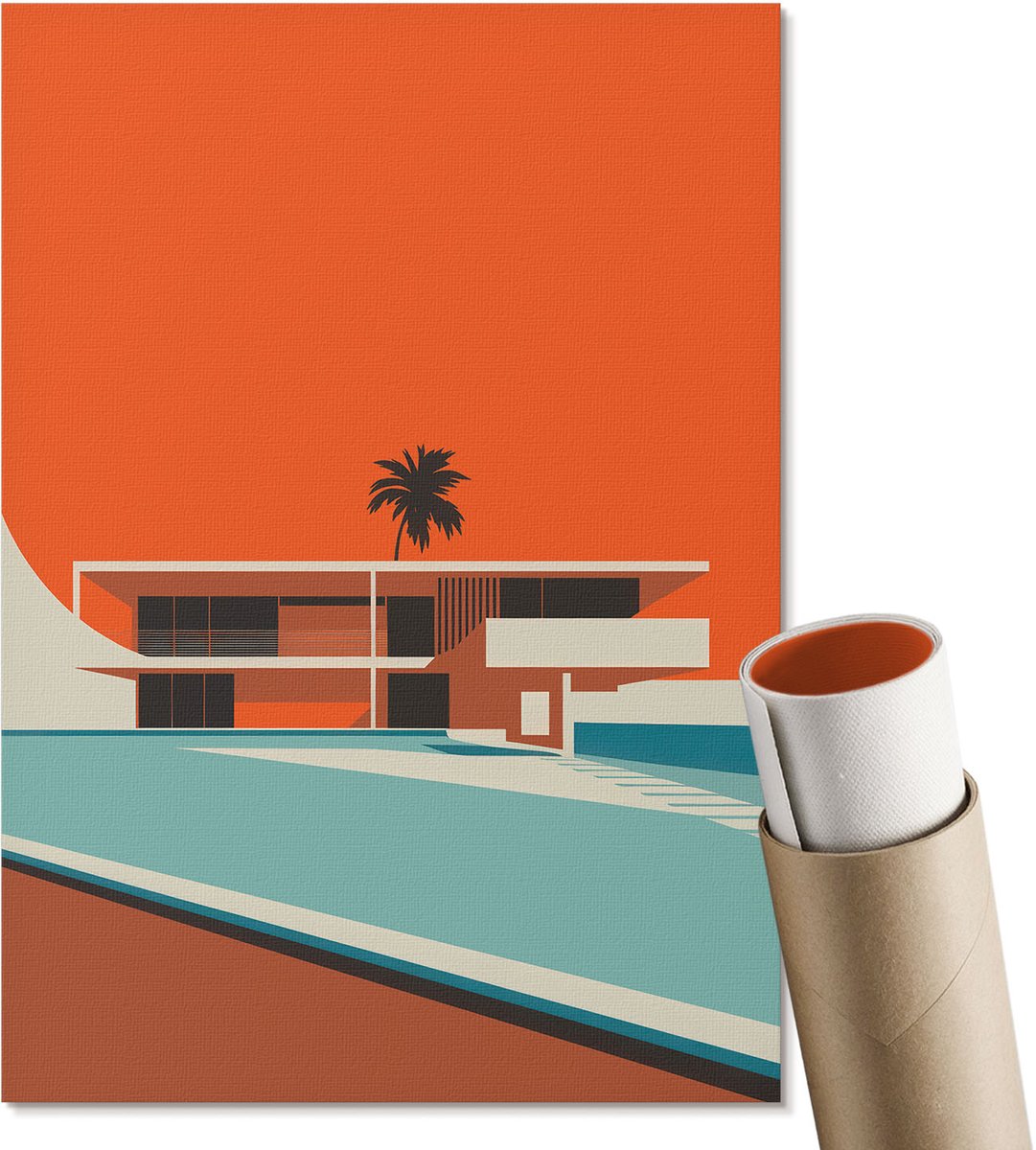 Coloray Polycanvas Poster - Zonsondergang, Fotografie - A3 - Oranje Wanddecoratie - Rechthoek - Muurdecoratie - Woonkamer, Slaapkamer, Kantoor - Modern