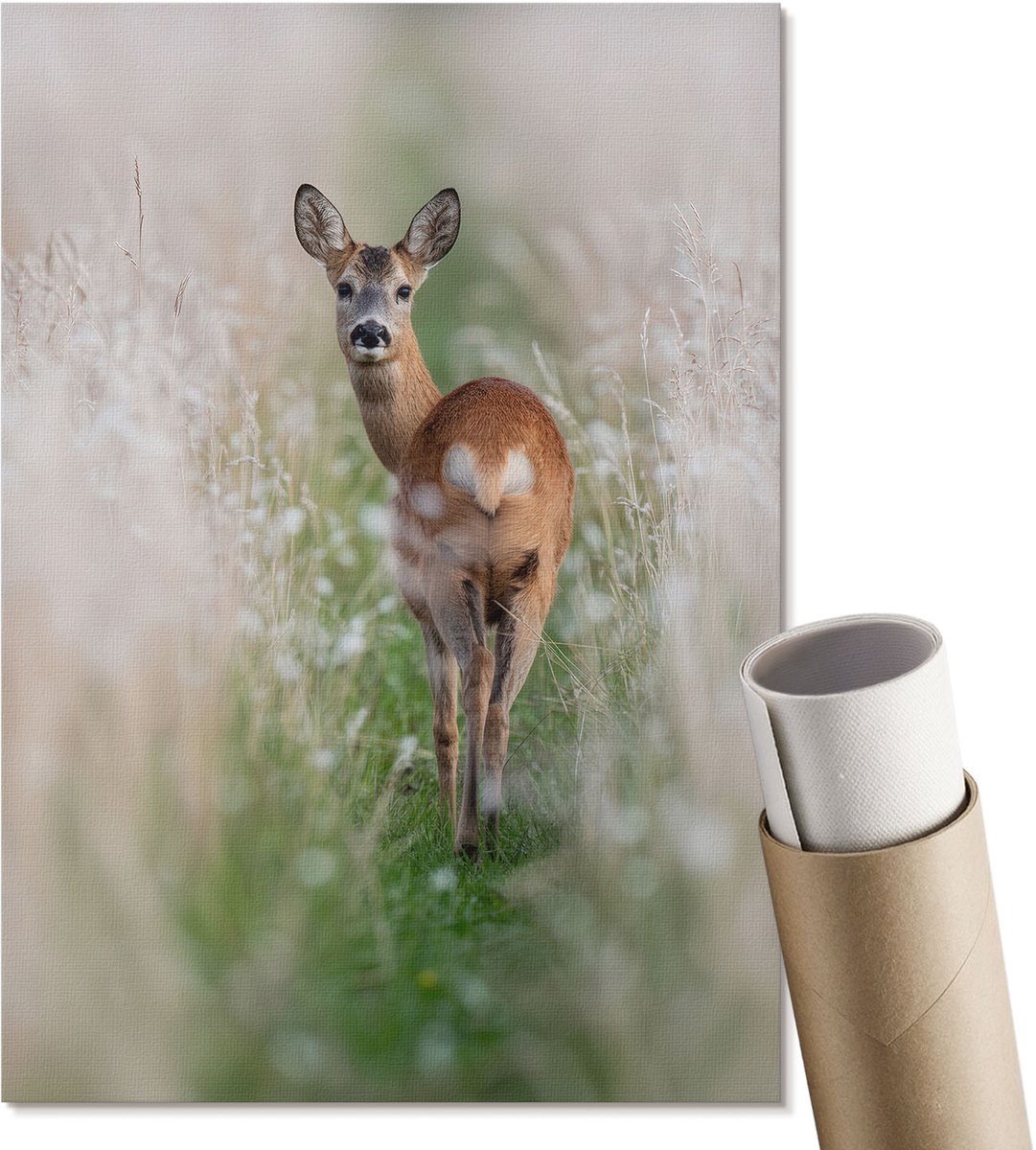 Coloray Polycanvas Wandposter - Dalmatiër Op Het Toilet, Illustratie - A3 - Wit Wanddecoratie - Rechthoek - Muurkunst - Woonkamer, Slaapkamer, Kantoor - Humoristisch