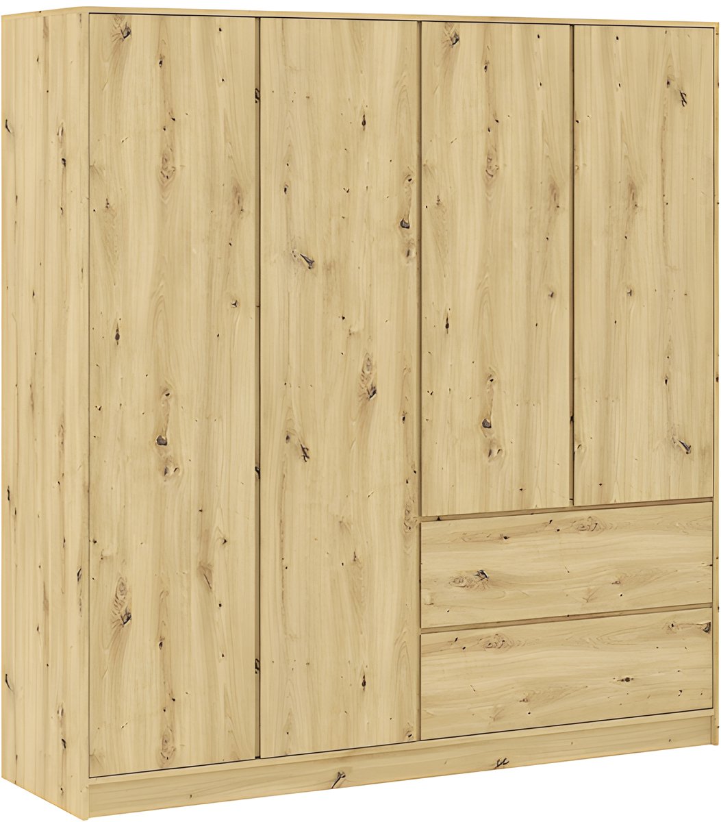 Interiax Kledingkast 'Modena' 4 Deuren, 2 Laden | Artisan Eik | 205,5x195x56,6 cm