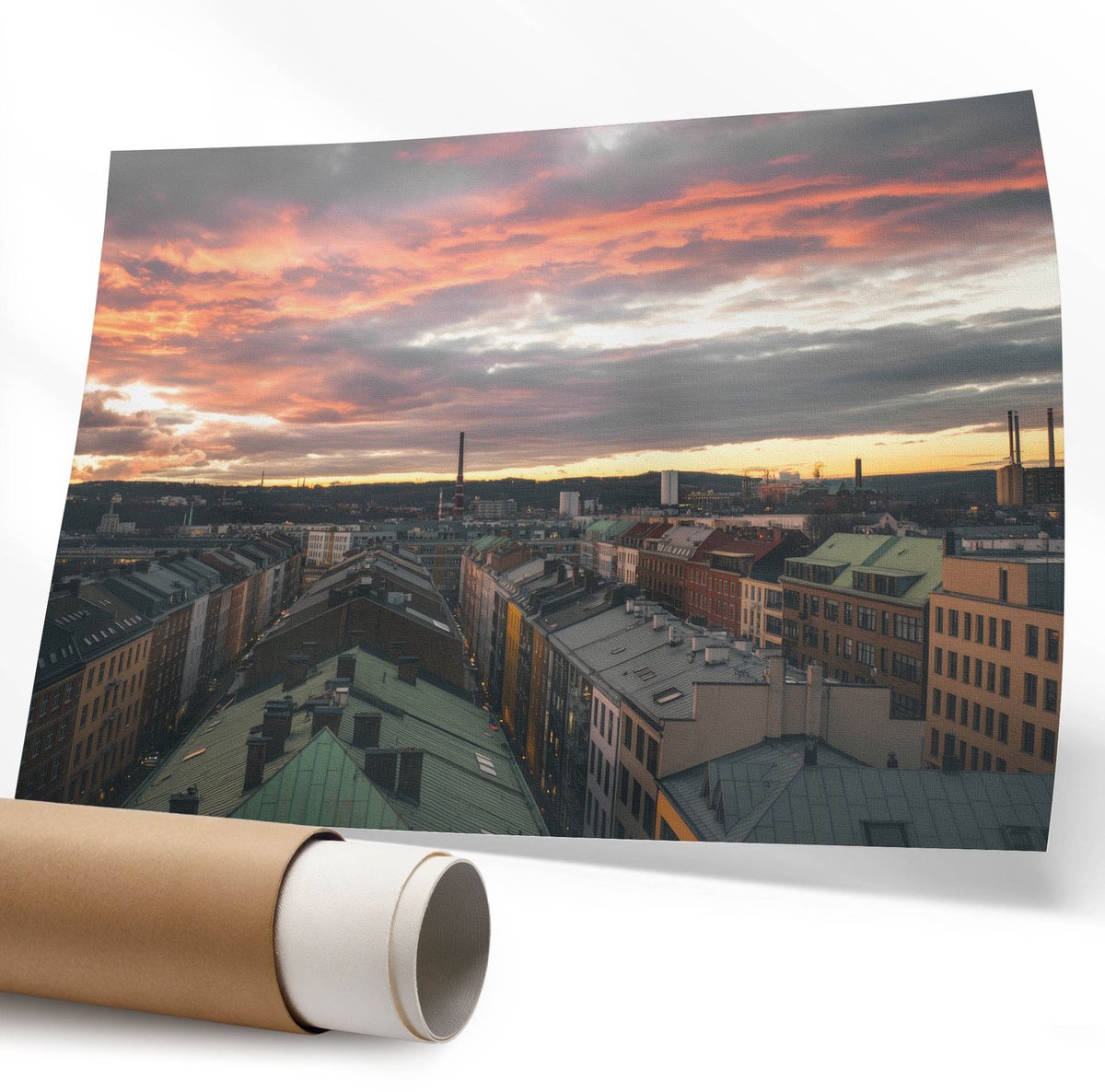 Coloray Polycanvas Wandposter – Stedelijk Westen, Oranje – 594 x 840 mm – Wit Design – Rechthoek – Canvas Wandposter – Woonkamer – Klassiek