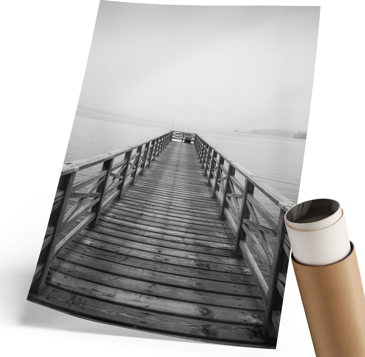 Coloray Polycanvas Wandposter - Zwarte Pier, Fotografie - 210 x 297 mm - Grijs Design - Rechthoek - Interieurdecoratie - Woonkamer, Slaapkamer, Kantoor - Klassiek