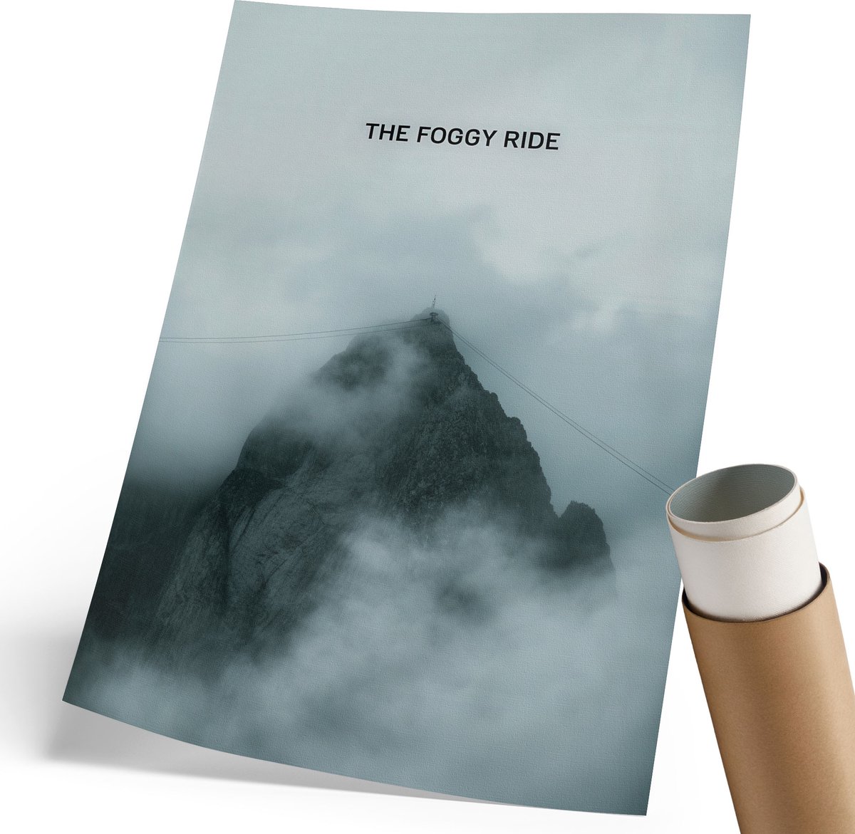 Coloray Polycanvas Poster - Nevelberg, Fotografie - 210 x 297 mm - Grijs Design - Rechthoek - Decoratieve poster - Woonkamer, Slaapkamer, Kantoor - Minimalist
