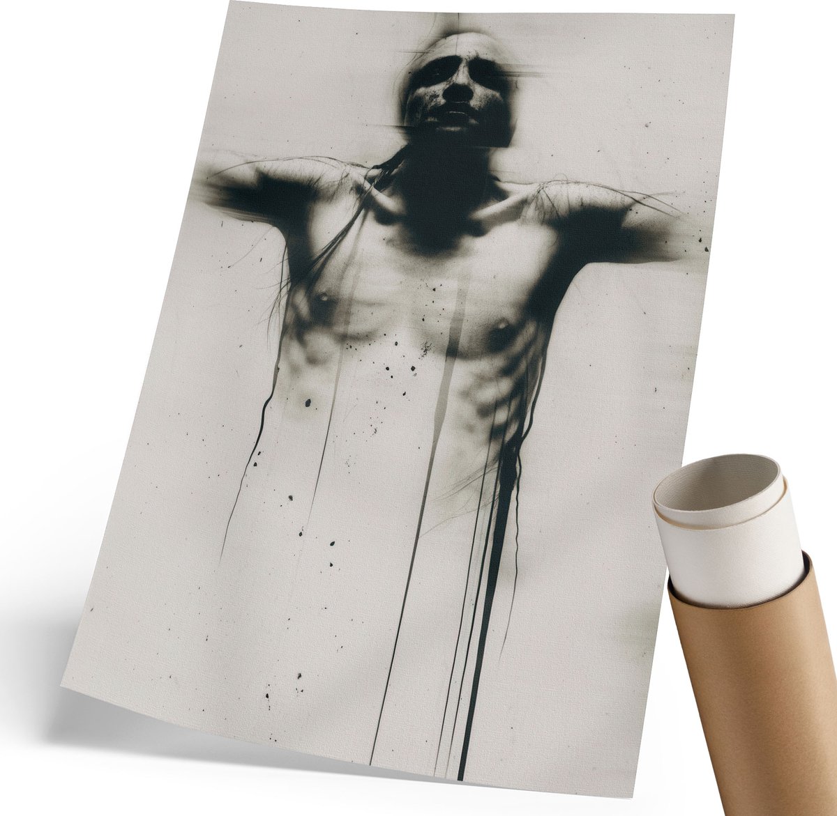 Wallfluent Polycanvas Poster - Klassiek Vliegtuig, Zwart-wit - 297 x 420 mm - Grijs Motief - Rechthoek - Kunstposter - Slaapkamer - Modern