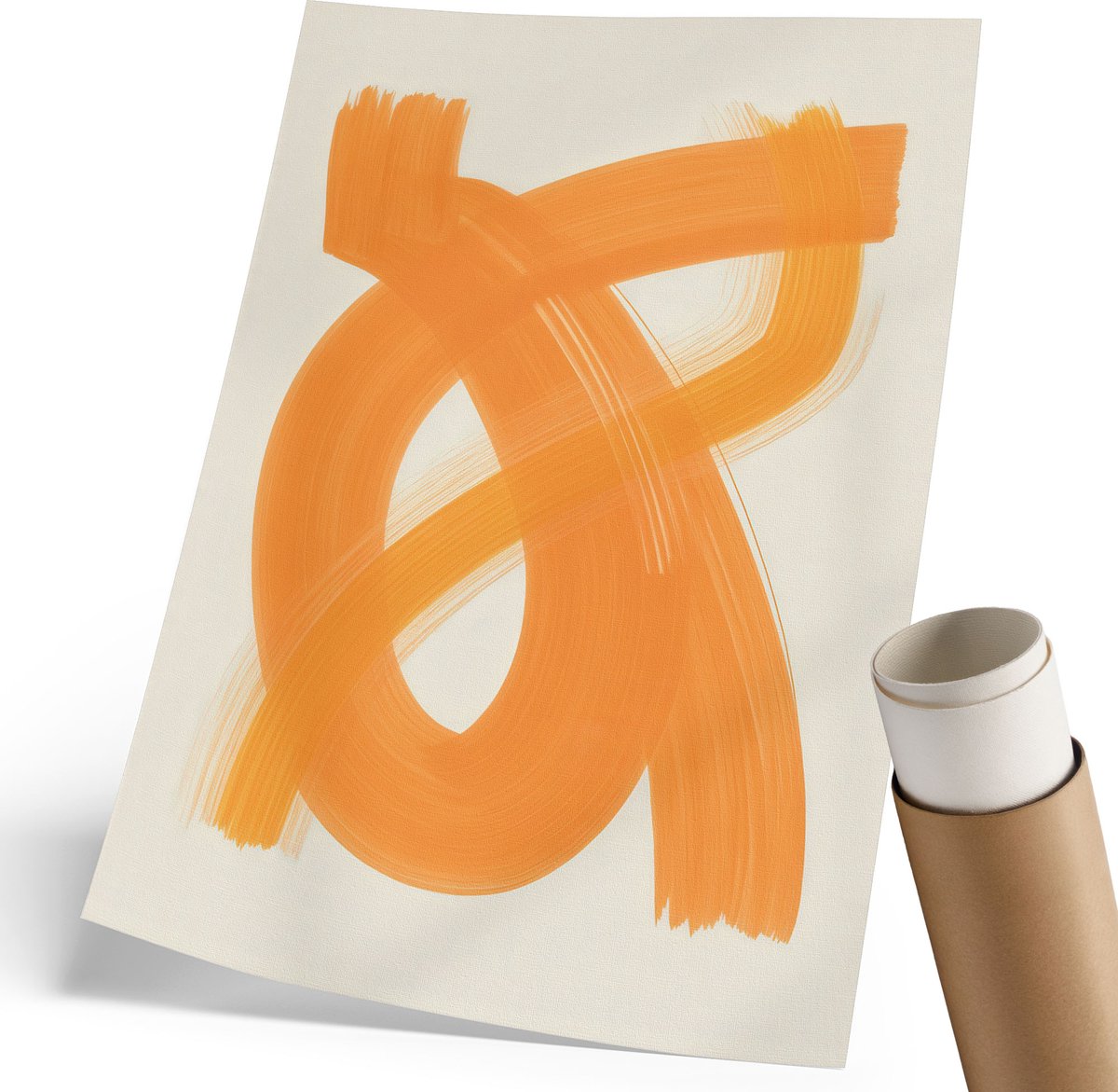 Coloray Polycanvas Poster - Oranje Strepen, Schilderen - 210 x 297 mm - Oranje Design - Rechthoek - Wandkunst - Woonkamer, Slaapkamer, Kantoor - Expressief