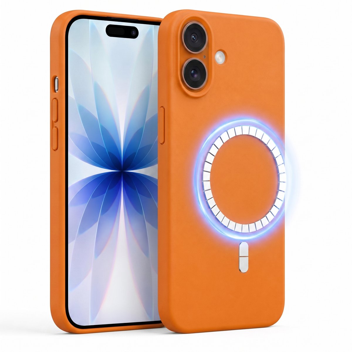 Hoesje geschikt voor Apple iPhone 17 - Hoesje geschikt voor Magsafe - Draadloos opladen - Gehard Glas - Oranje