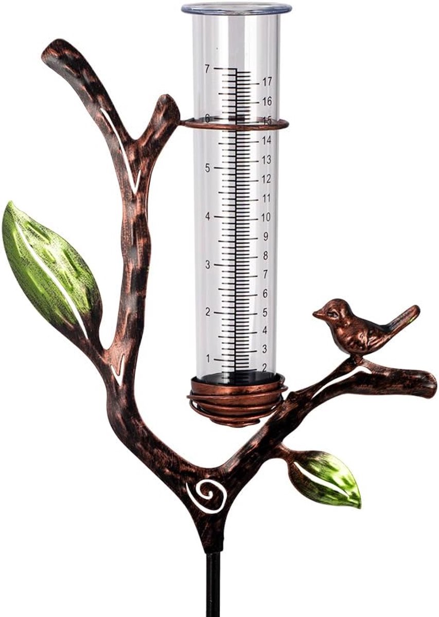Regenmeter Buiten - Neerslagmeter - Meten Neerslag - Op stok - 88 cm Hoog - Acryl+Metaal