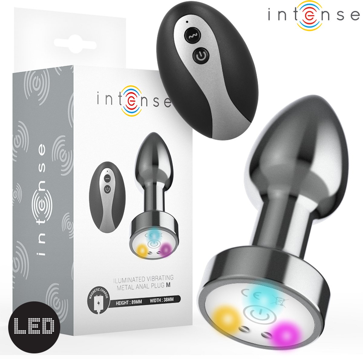 Vibrerende Metalen Anale Plug met LED-lichtjes en Afstandsbediening Maat M