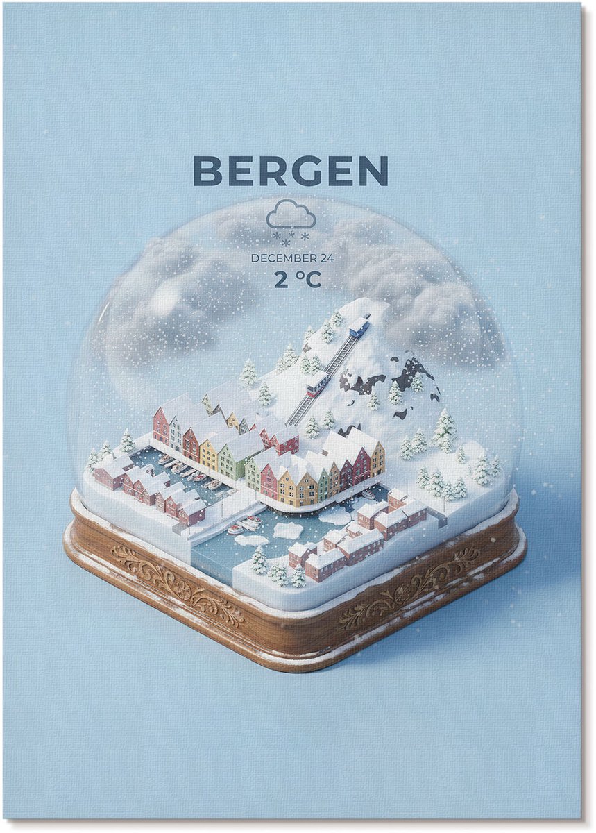Tulup Canvas Poster Polycanvas - Bergen Sneeuwbol, Illustratie - A4 - Blauw Poster - Rechthoek - Wandkunst - Woonkamer, Slaapkamer, Kantoor - Modern