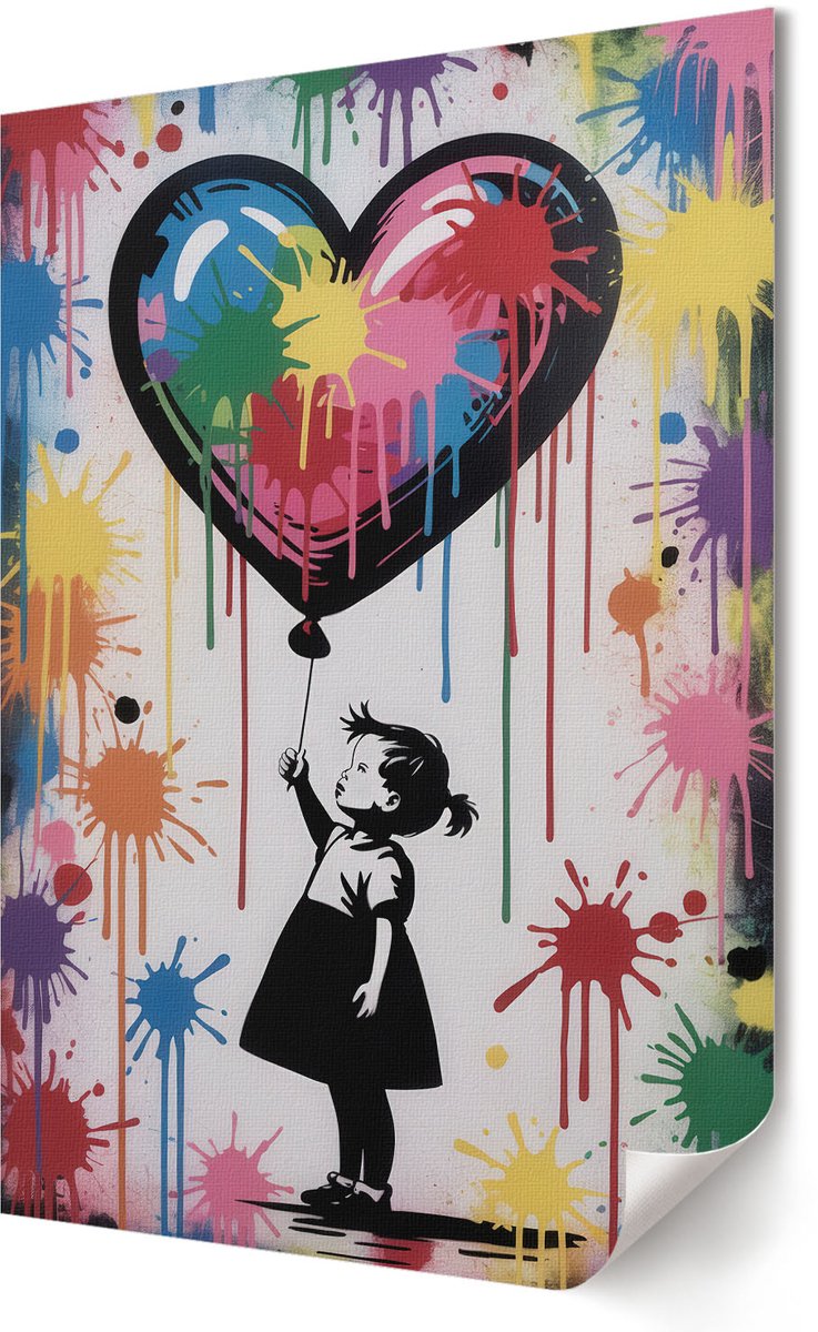 Coloray Polycanvas Poster - Kleurenexplosie, Illustratie - 420 x 594 - Zwart Wandposter - Rechthoek - Kunstposter - Woonkamer, Slaapkamer, Kantoor - Expressief