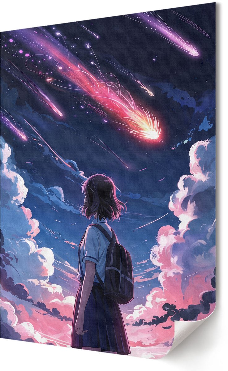 Coloray Polycanvas Poster - Anime-Ruimte, Illustratie - 420 x 594 - Blauw Motief - Rechthoek - Muurdecoratie - Woonkamer, Slaapkamer, Kantoor - Anime/manga