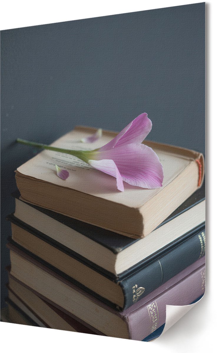 Coloray Canvas Poster Polycanvas - Bloemen En Boeken, Fotografie - 594 x 840 - Paars Patroon - Rechthoek - Decoratieve poster - Kantoor - Klassiek