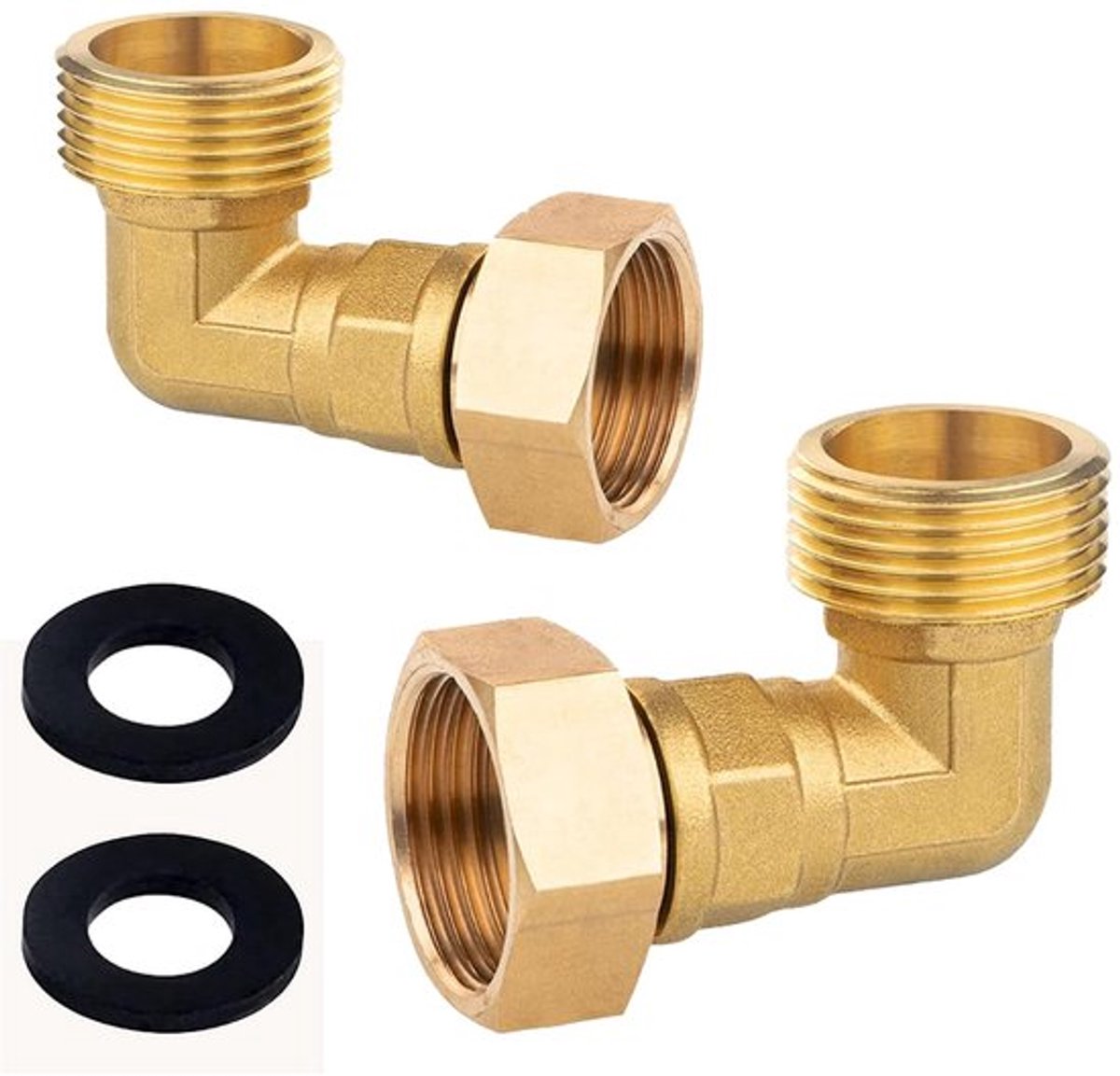 Allecto - Messing Schroefverbinding - 3/4 Inch - Voor Waterinstallaties - 90°