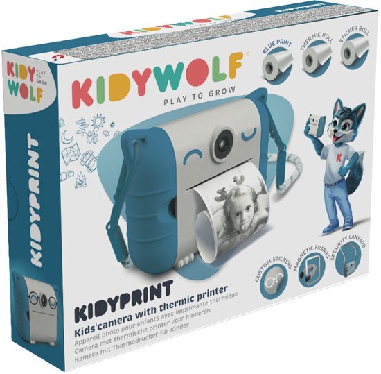 Kidywolf Kidyprint Kindercamera met thermische printer Blauw Limited Edition van kidywolf — afbeelding 2