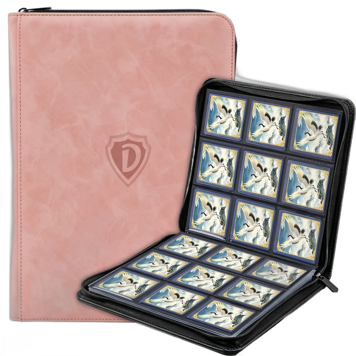 Currero Toploader Binder - Verzamelmap Kaarten - Geschikt voor Pokemon - 4 Pocket - 9 Pocket - 12 Pocket - Trading Card Map - Toploadermap - Roze Kleur - 288 Kaarten
