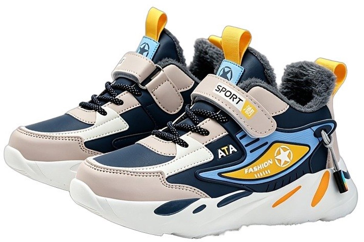 Currero Snowboots Jongens Sneeuwlaarzen Kinderen Winterlaarzen Jongens Gevoerde Winterschoenen Waterdicht Antislip Zool Warm Gevoerd Kinderlaarzen Marine Blauw