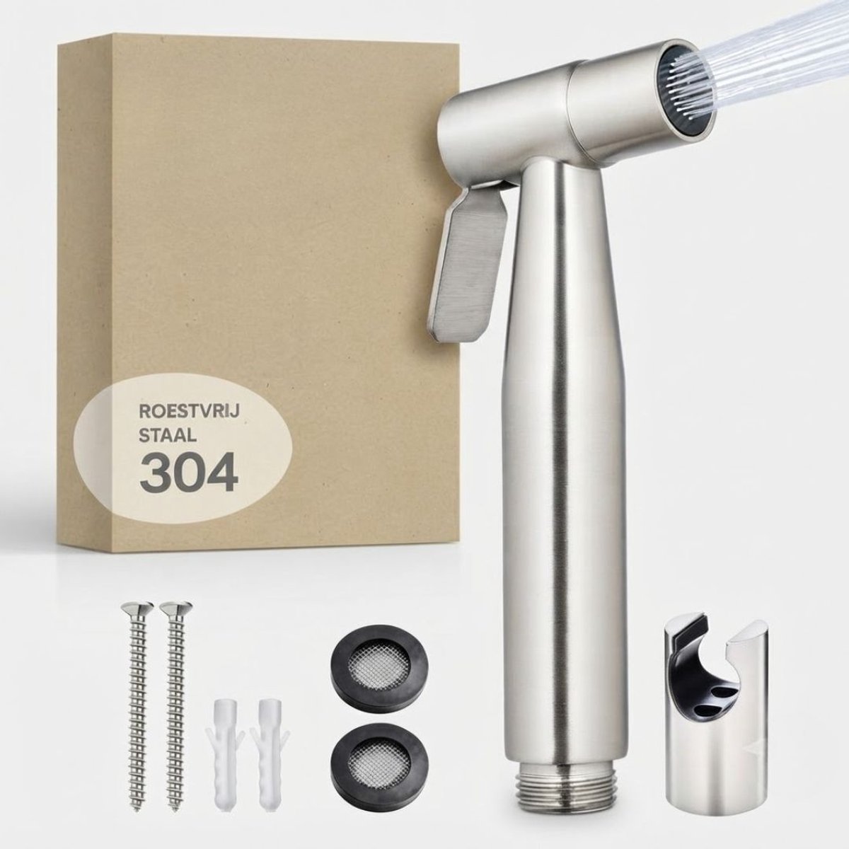 Lìon® Bidet - Bidet Toilet - Bidet Sprayer - Bidet Handdouche - Zilver - 3cm x 3cm x 12cm