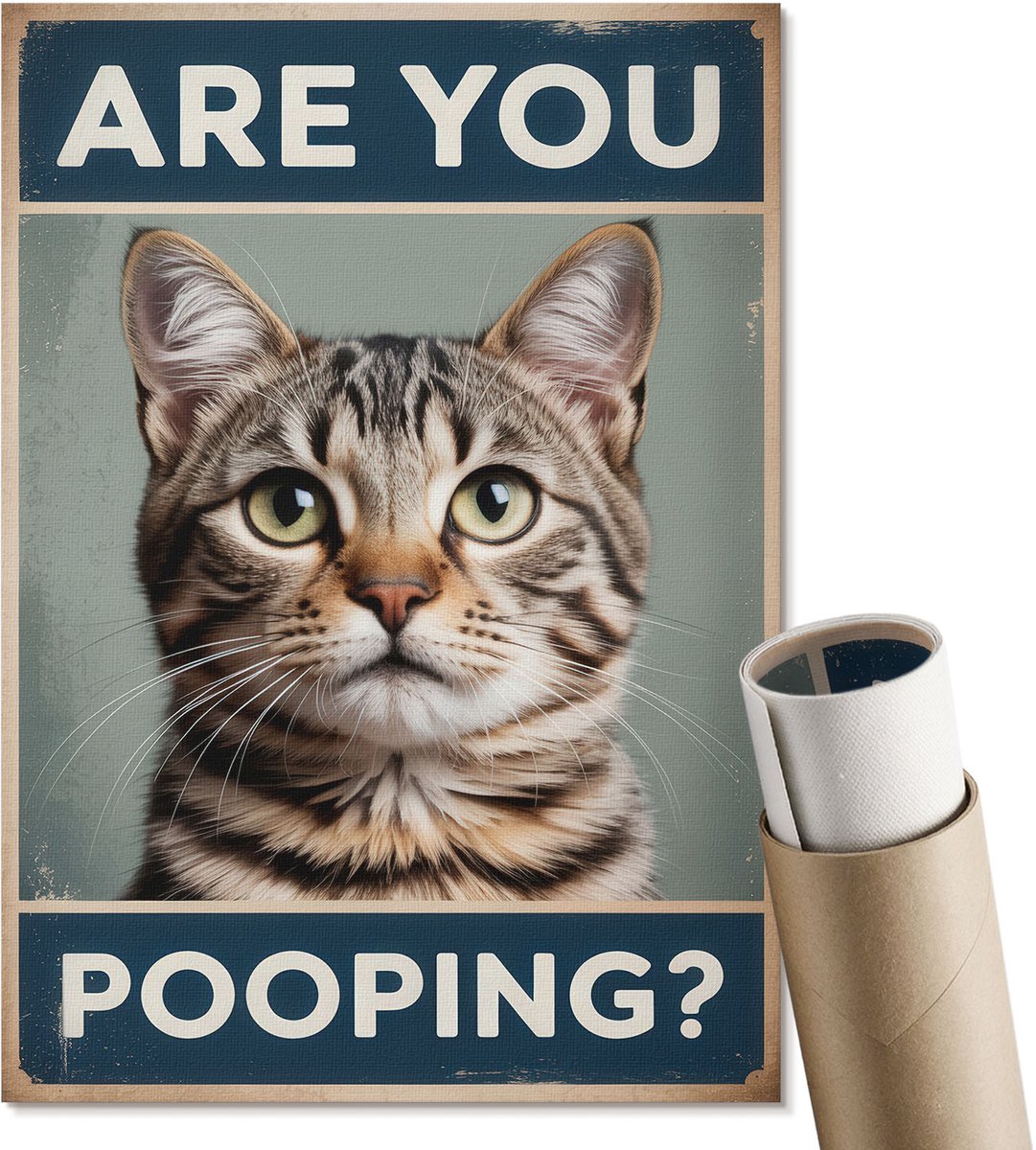 Coloray Polycanvas Wandposter - Ben Je Aan Het Poepen?, Poster - A4 - Bruin Poster - Rechthoek - Canvasposter - Woonkamer, Slaapkamer, Kantoor - Humoristisch