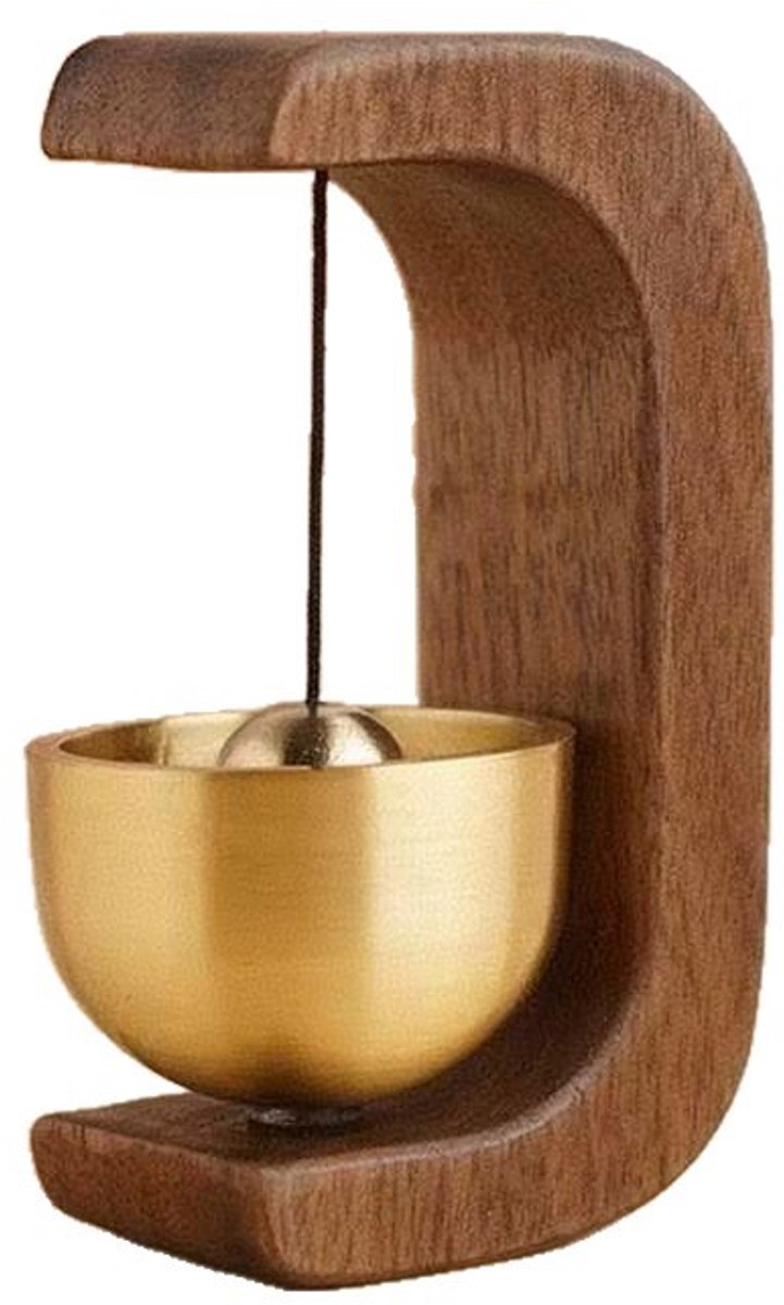 Deurbel voor winkeliers, magnetische houten deurbel met messing bel, geschikt voor ingangen, muren, winkels, kasten, koelkasten, enz.