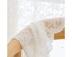 Ivory Rose Lace Cafe Sheer Curtains Window Drapes for Kitchen Living Room Rod Pocket Retro Style Vintage Country Sheer Lace Curtains to Light Filtering Airy Set of 2 Panels 45 Inch Long Ivory