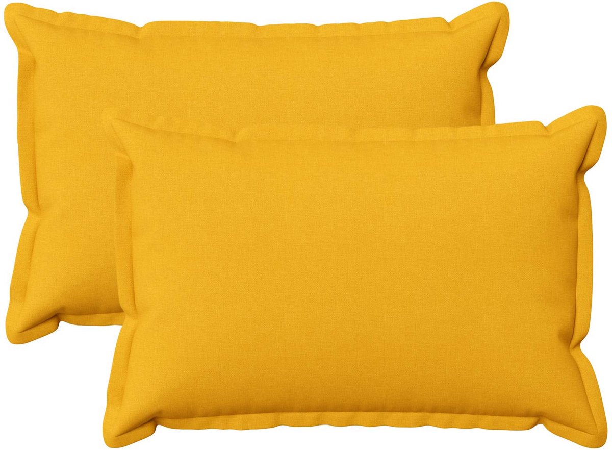 vidaXL Dekenkussen - 2 - st - HOUTEN - Licht - Geel - 50 - x - 80 - cm - Faux - Linnen Lichtgeel
