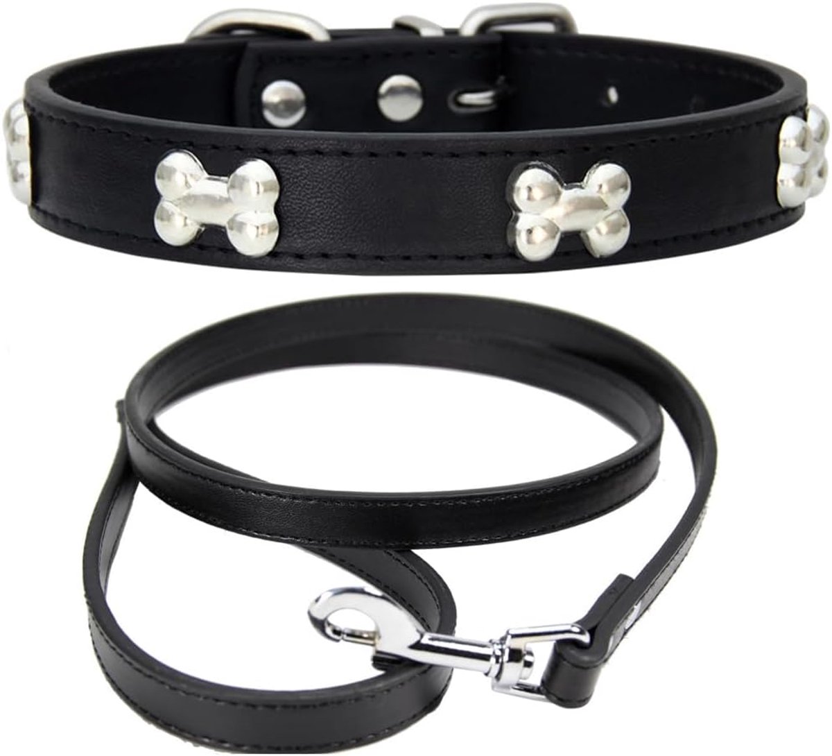 Lederen Halsband, Hondenriem, Hondenhalsband, Halsbanden voor Honden Katten Puppy Huisdier Halsband L