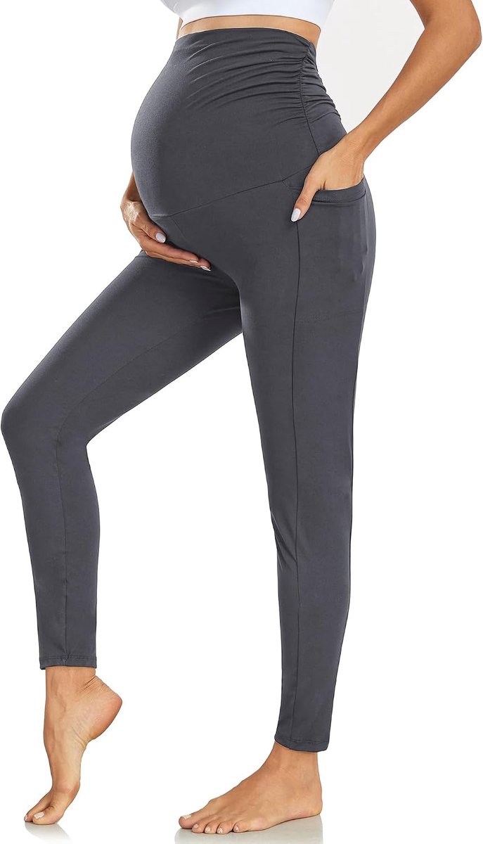 Leggings met zakken, hoge taille ondoorzichtige zwangerschapsbroeken voor zwangere vrouwen zwangerschapskleding