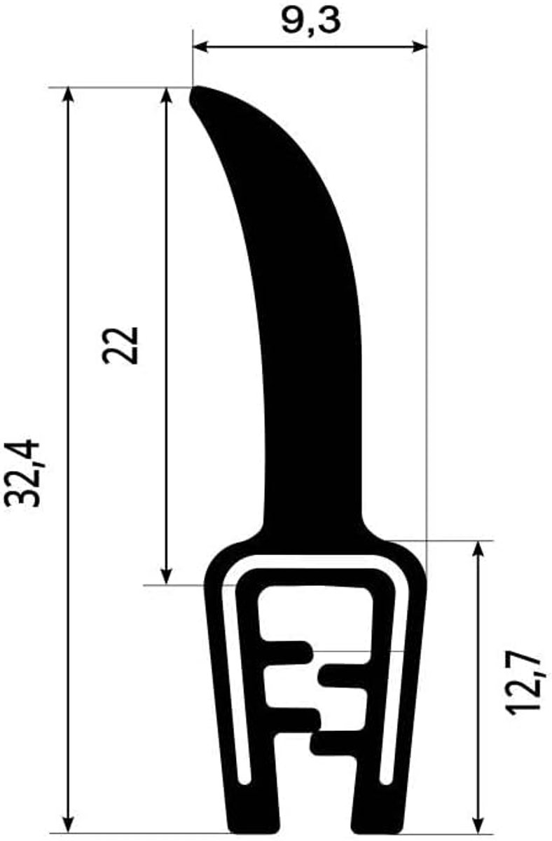 KSD2152 Deurafdichtingsprofiel, 0,5-2,0 mm, houdt zonder lijm, rubberen afdichting voor autodeur, kofferbak en achterklep, Duitse industriële kwaliteit, Made in EU, 3 m