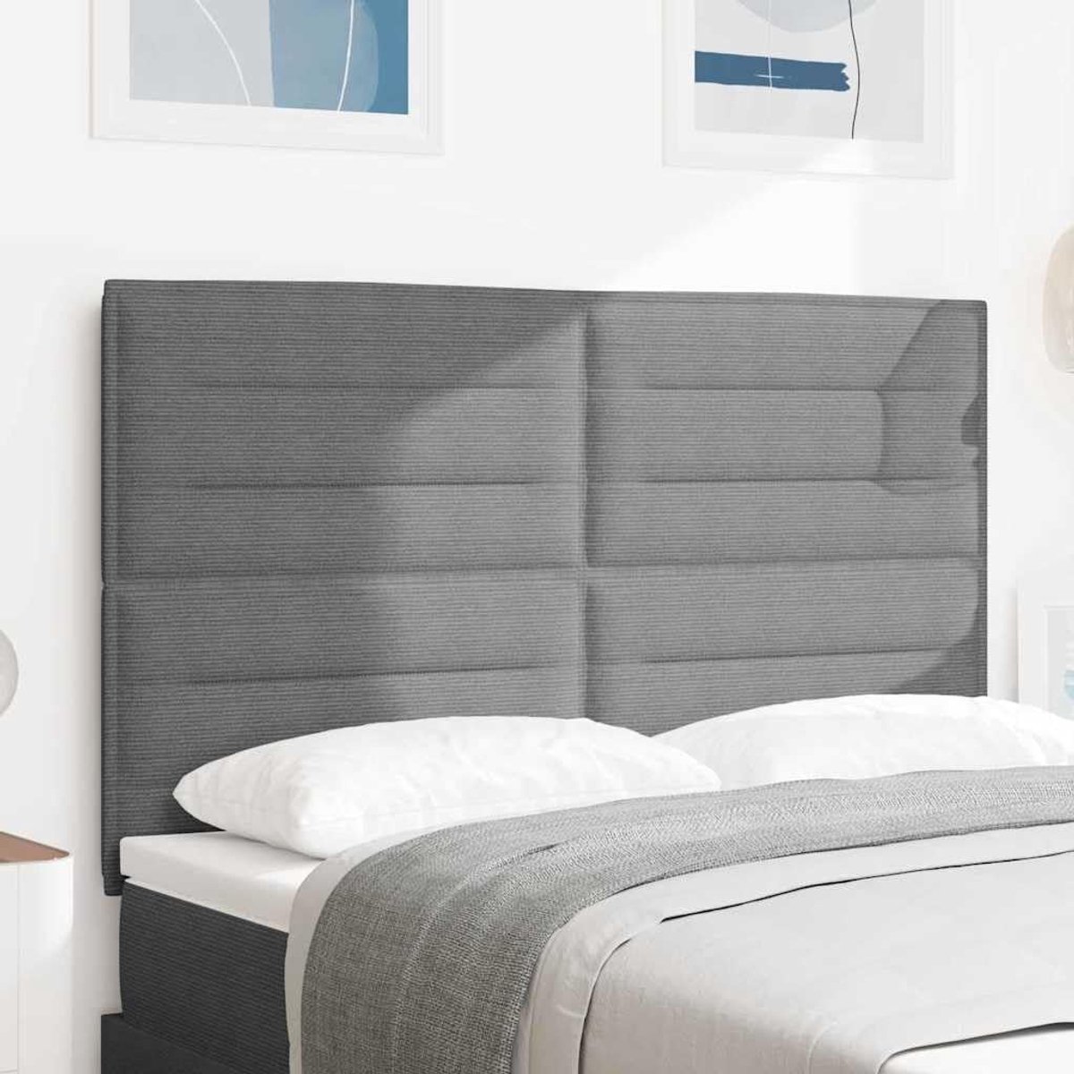 Lichtgrijs, 144 cm, met ledstrip, in hoogte verstelbaar, van hout en polyester, RGB-verlichting voor slaapkamer