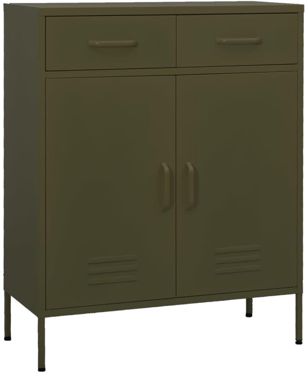 Opbergkast slaapkamer slaapkamerkast opbergkast olijfgroen 80 x 35 x 101,5 cm staal