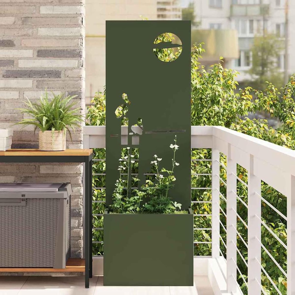 Tuin zichtwerend doek olijfgroen 50 x 140 cm, elegante zichtwerende elementen tuindecoratie muur voor balkon zwembad entree en hotel 876472
