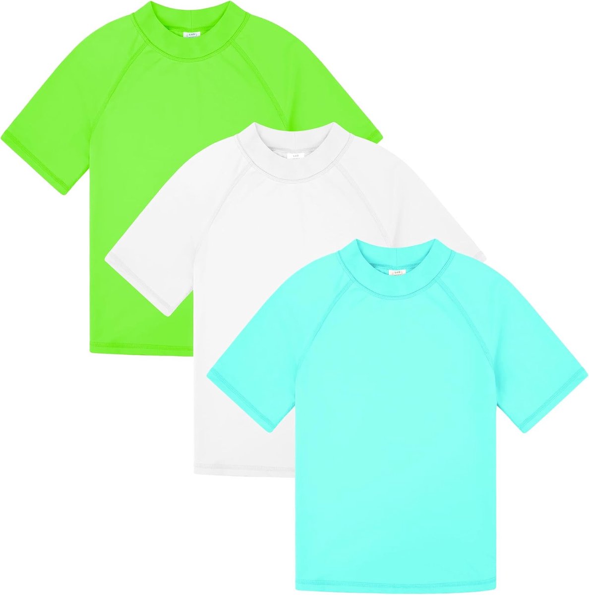 Rashguardshirt met korte mouwen voor kinderen, 3 stuks, met UPF 50+ bescherming, sneldrogende badkleding, rashguard voor jongeren