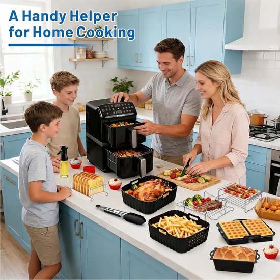 Accessoires voor de Philips Airfryer 4000-serie Stacked Dual Basket 10L, accessoires voor de Philips NA460/NA462 heteluchtfriteuse, siliconenvorm voor heteluchtfriteuse met grillrooster, wafelvorm — afbeelding 3