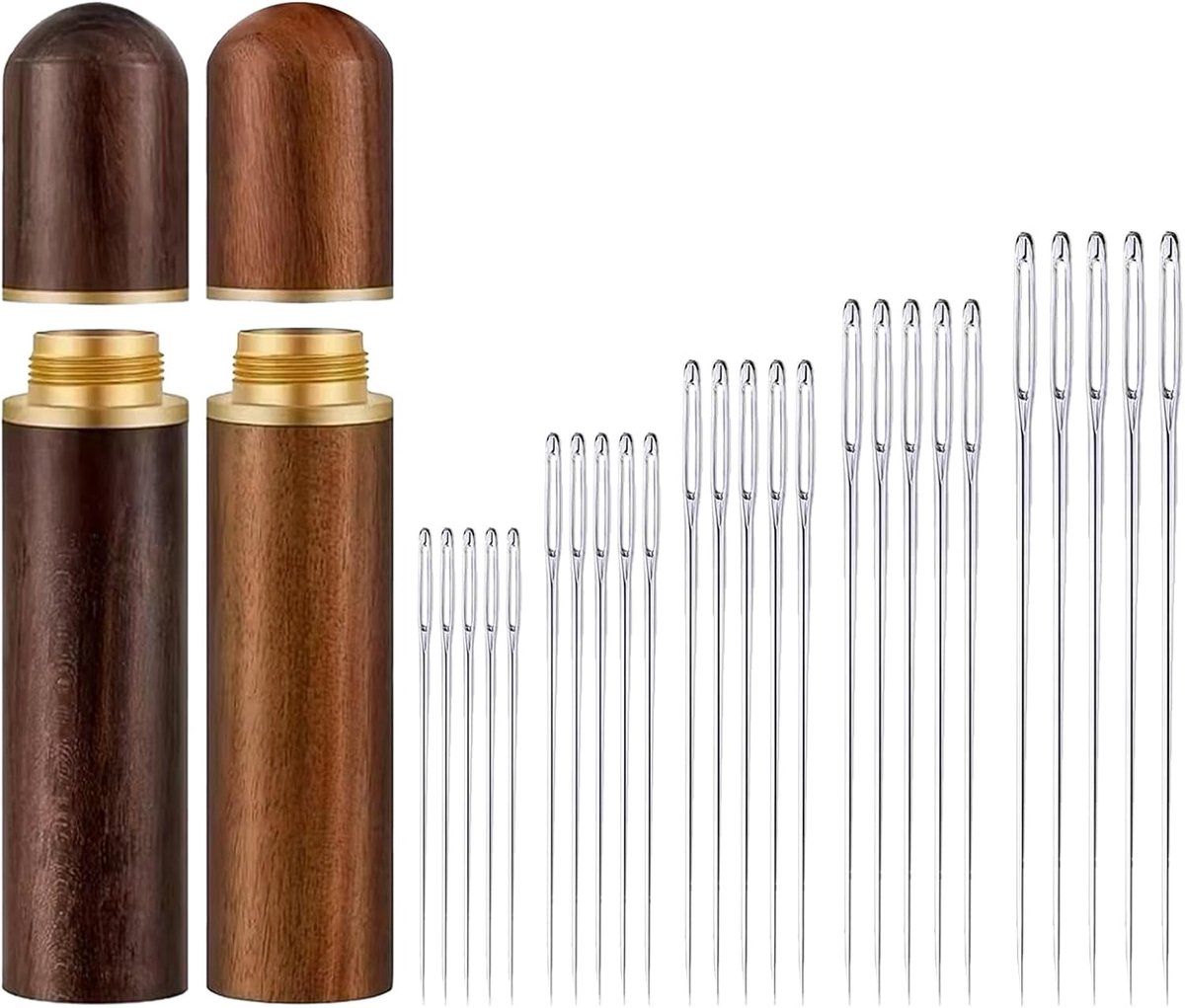 Naainaalden met groot oog, 50 stuks, set van 5 maten, stopnaalden met groot oog, puntig voor naaien, borduren en handwerk