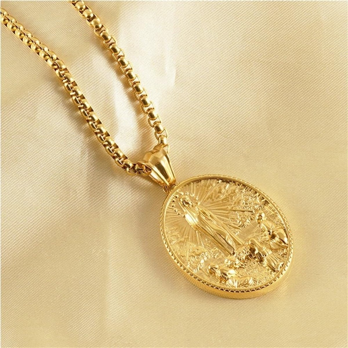 Medaille Maagd Maria Cadena Virgen De Mary Salvation Evangelism Ketting,Wonderbaarlijke Medaillon Ketting