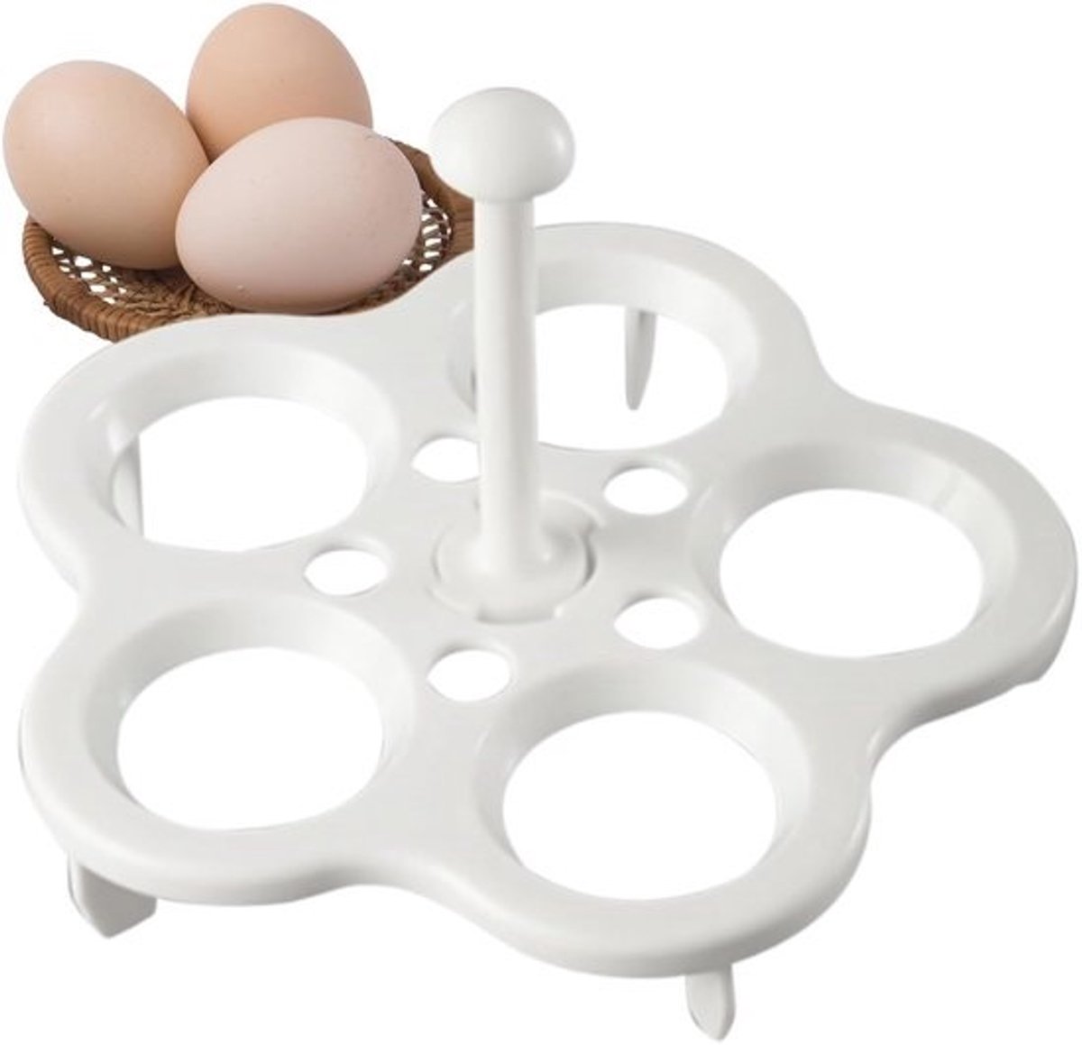 Eierrek Keuken - Stoomhouder Koken - Gezond Eten - Gelijkmatige Warmte - 4 of 5 Gaten - Wit