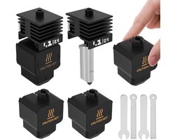 Kit met 4 siliconen sokken, 2-pack 0,4 mm hot-end, 3D-printeraccessoires, geüpgraded, hoge temperatuur, gehard stalen mondstuk, extruder, printkop voor Bambu Lab P2S/H2D/H2S/A1 MINI