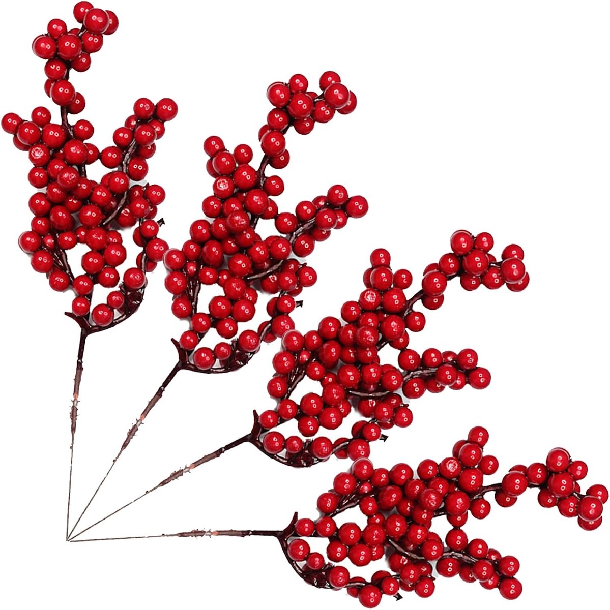 20 stuks kunstmatige rode hulstbessen - Holly Berry bessentak voor kerstboomversiering en kerstkrans - decoratieve takken met bessen