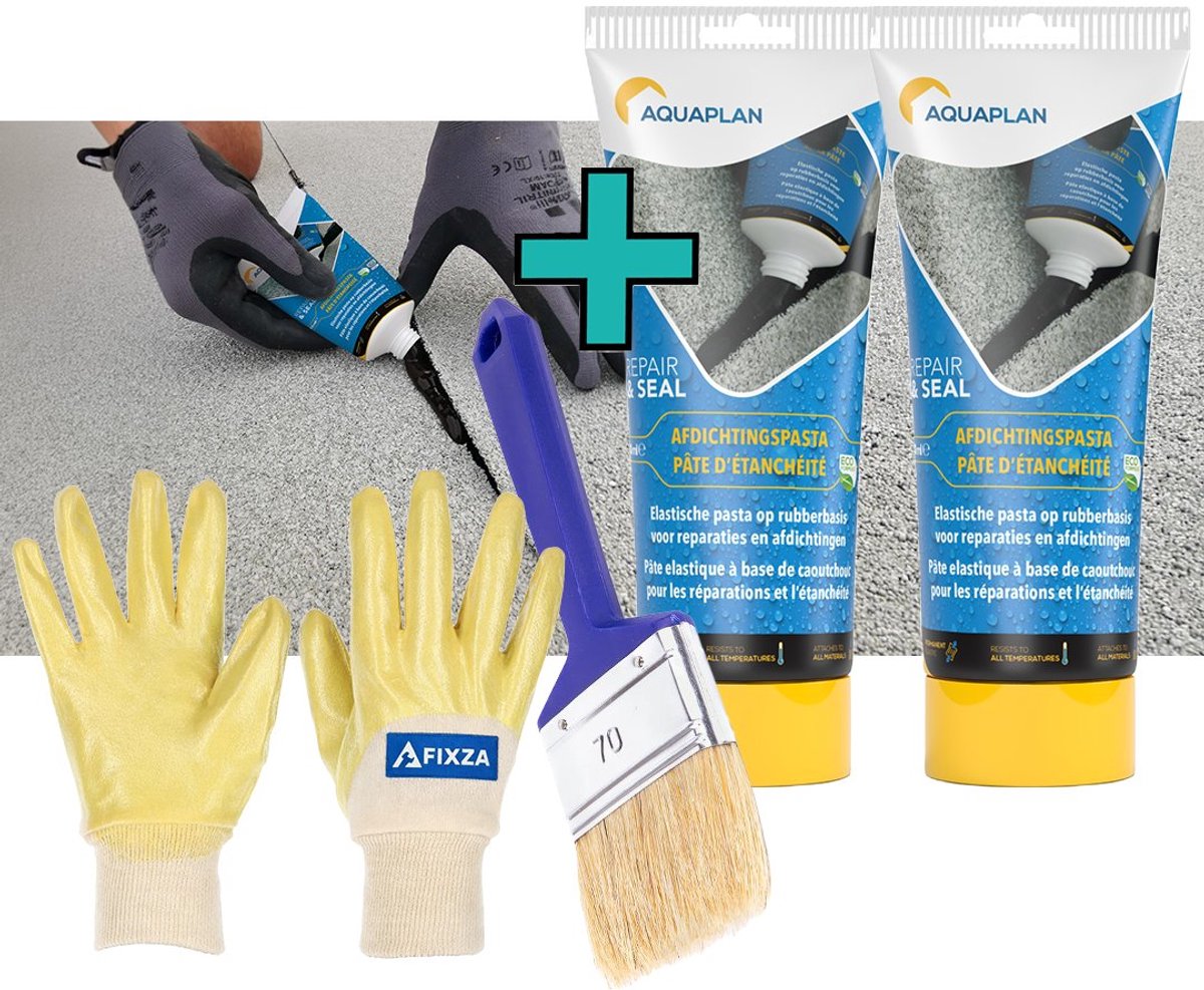 Aquaplan Afdichtingspasta – set – Elastische Pasta op Rubberbasis voor Reparaties en Waterdichte Afdichtingen – 300 ml