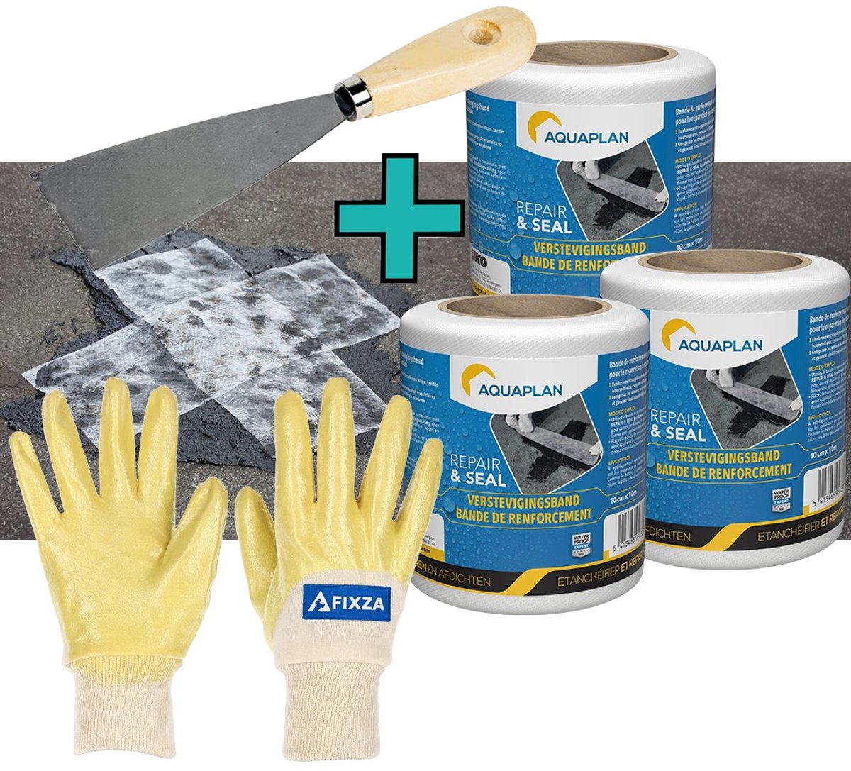 AQUAPLAN Repair & Seal Verstevigingsband – set – Polyester band voor dakreparatie 10 cm x 30 m