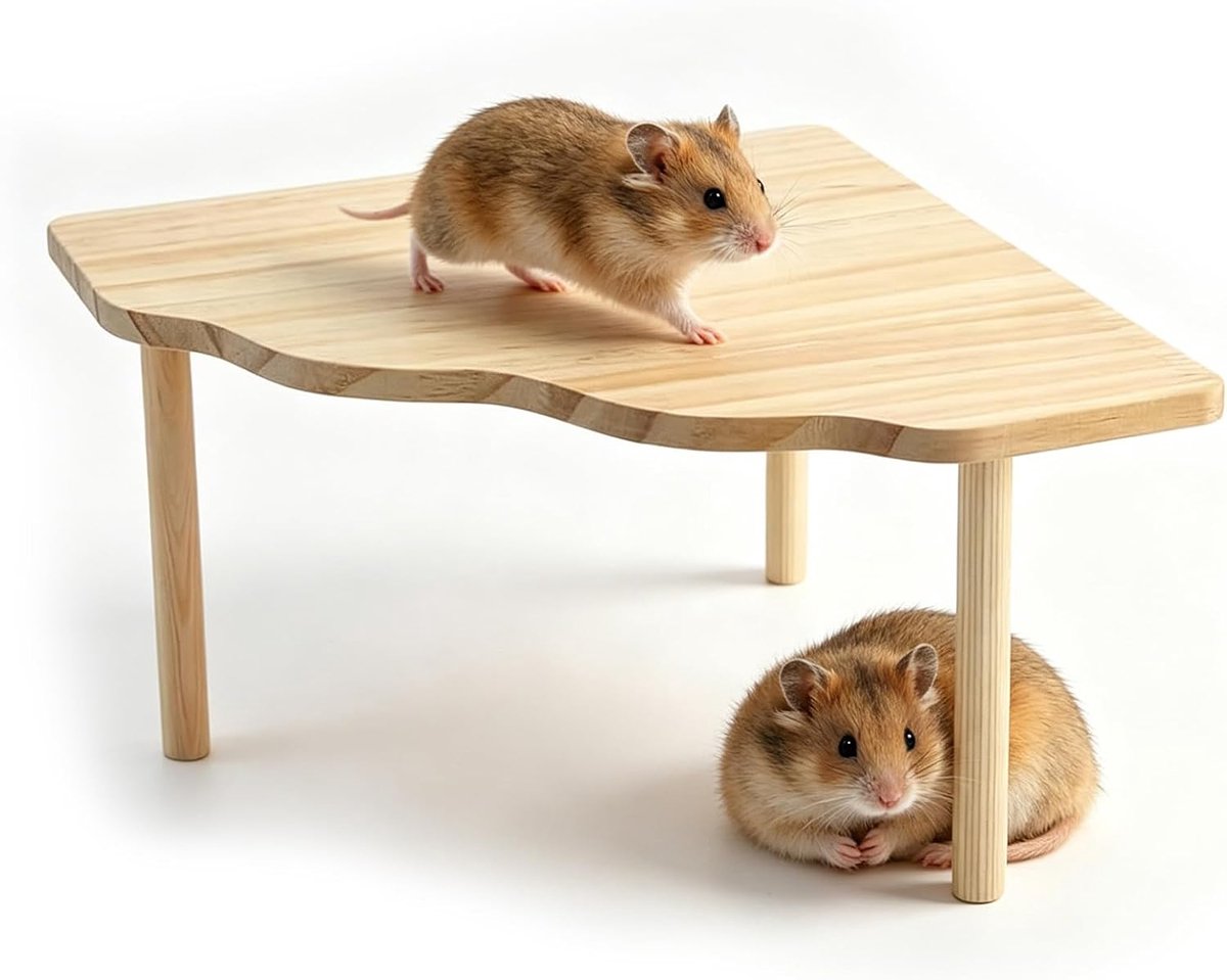 13 × 22 cm, houten tafel voor hamsterkooi, accessoires van hout, om te spelen, ideaal voor cavia's, knaagdieren, dwerg, gerbils degus, chinchilla's, cavia's, dieren (tafel)