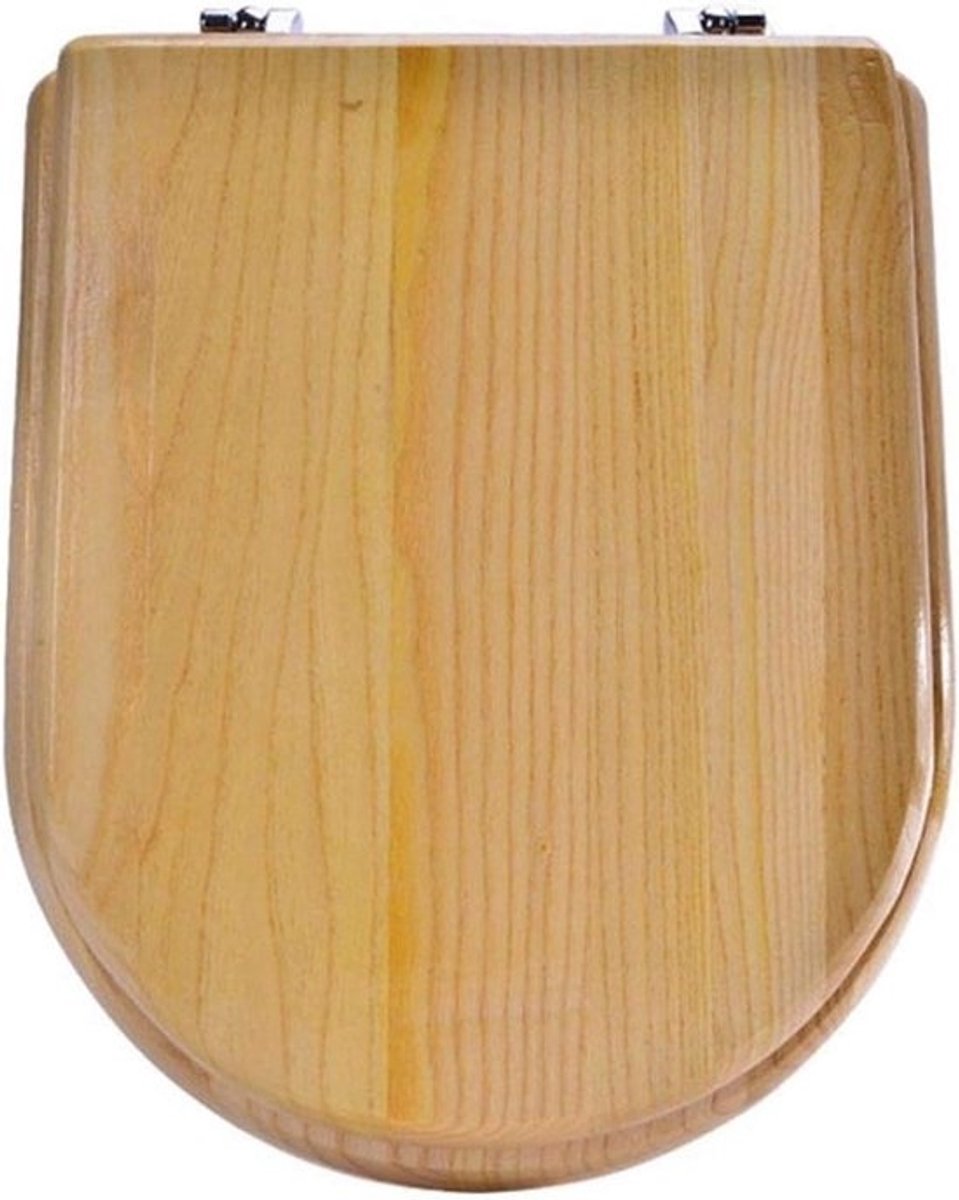 Toiletbril Hout - Universele Deksel - Hygiënisch Gemak - Antibacterieel Oppervlak - 45.5 x 35 cm - Beige